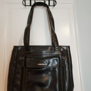 Elegant Black Leather Tote Bag